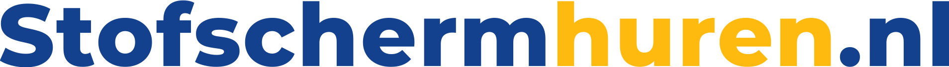 Logo stofschermhuren.nl blauw geel